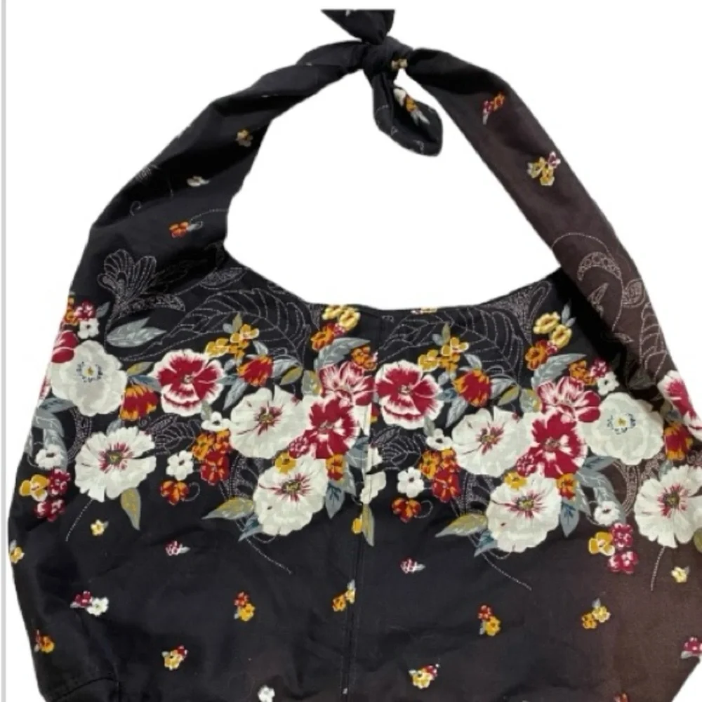 Boho Hobo Bag Lightweight Fabric Reversible Print